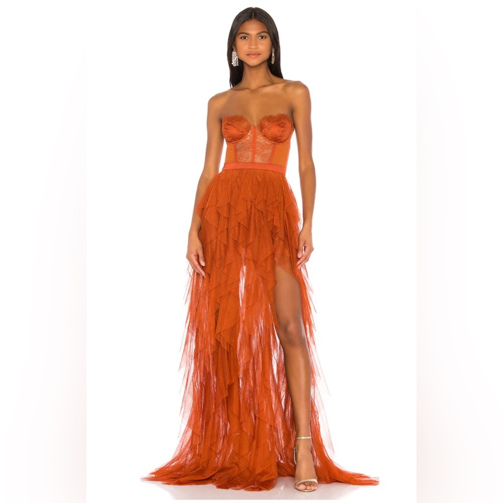 x REVOLVE Bustier Gown For Love & Lemons in Rust (S)